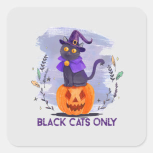 Nur schwarze Katze Quadratischer Aufkleber