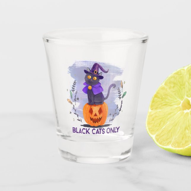 Nur schwarze Katze Schnapsglas (Vorderseite)