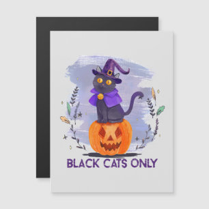 Nur schwarze Katzen - Hexenkatze auf Jack-O’-Later Magnetkarte