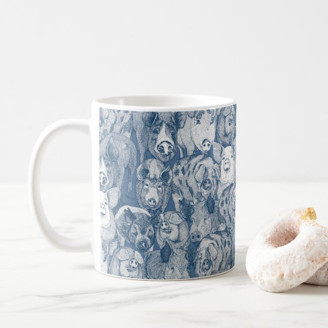 nur Schweine Kobalt Denim Kaffeetasse (Mit Donut)