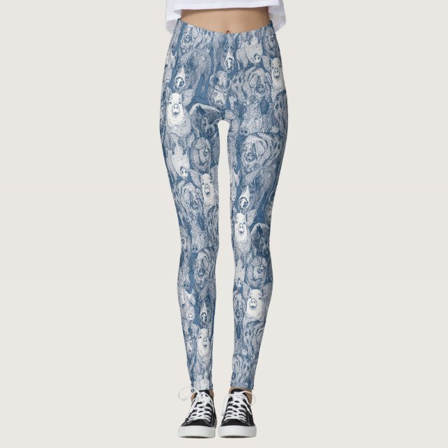 nur Schweine Kobalt Denim Leggings (Vorderseite)