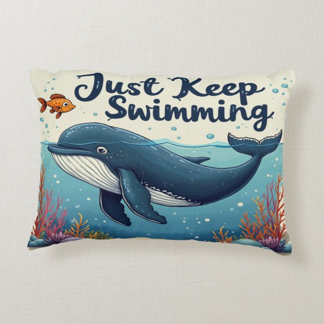 Nur Schwimmen Behalten - Motivierend inspirierend Dekokissen (Rückseite)