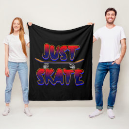Nur Skate Skateboard Red Blue Skateboarder Fleecedecke