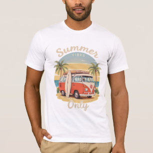 Nur Sommerwoben - Retro Van Beach Szene T-Shirt