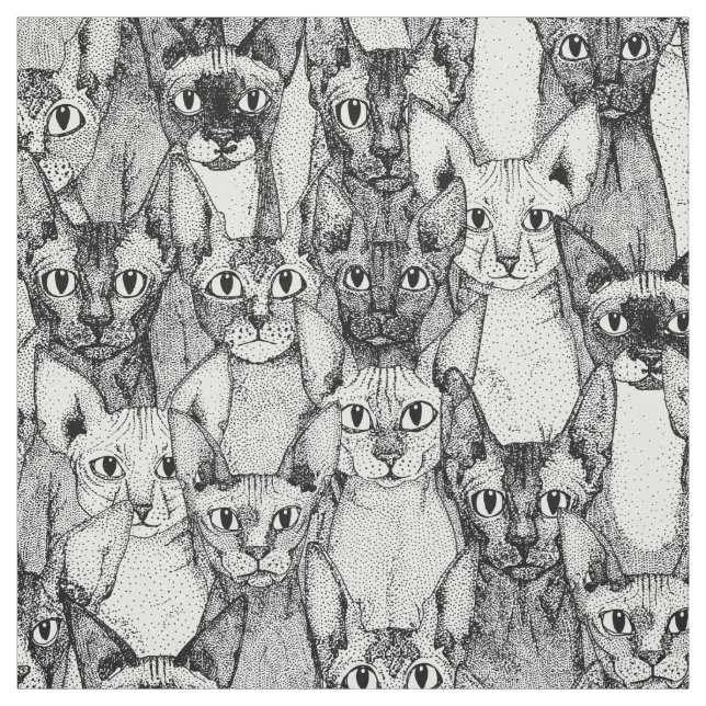 nur Sphyx-Katzen Schwarz-weiß Stoff (Muster)