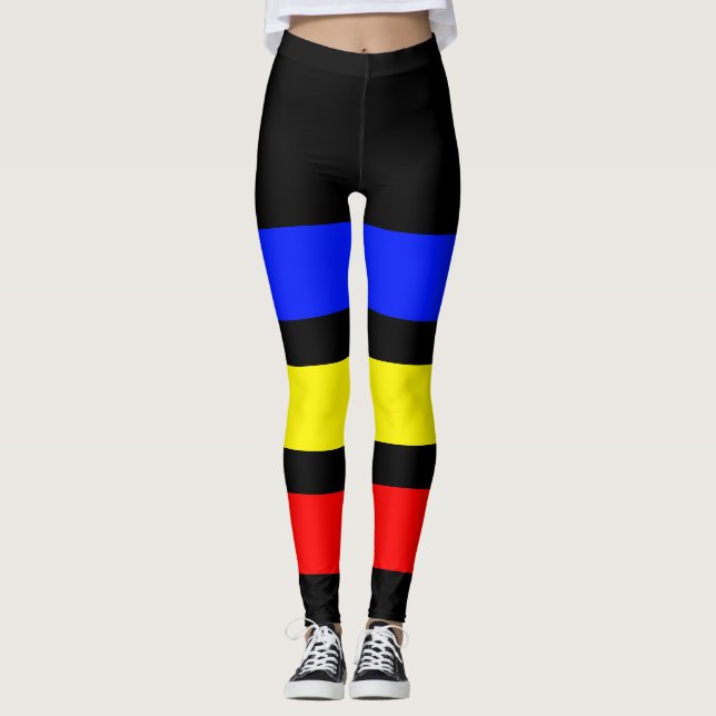 NUR STREIFEN - königsblau, Zitronengelb, feuerrot Leggings (Vorderseite)