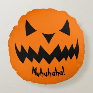 Nur Tricks Evil lächeln Pumpkin Halloween Rundes Kissen