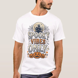 Nur unheimliche Stimmung Halloween-Geist-Kürbis-De T-Shirt