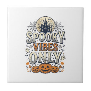 Nur unheimliche Vibes Halloween-Geist-Kürbis-Desig Fliese