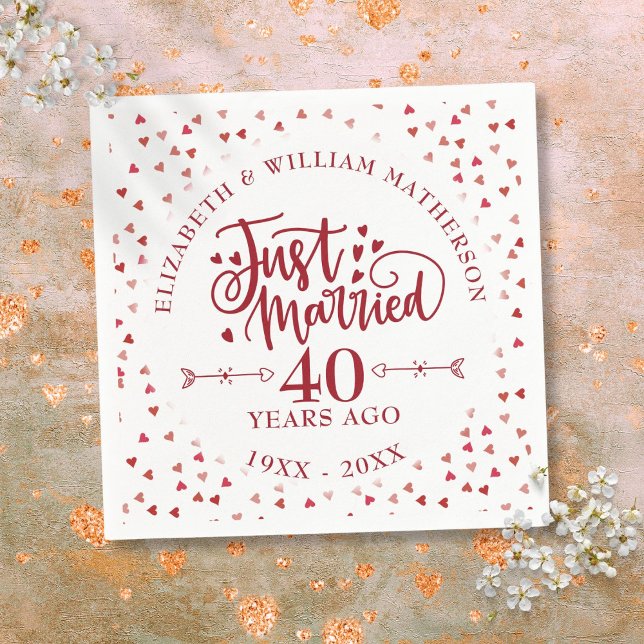 Nur verheiratet 40. Hochzeitstag Serviette (Just Married 40th Wedding Anniversary Napkins)