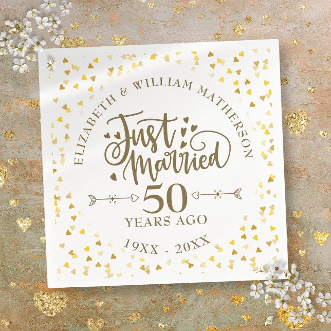 Nur verheiratet 50. Hochzeitstag Serviette (Just Married 50th Wedding Anniversary Napkins)