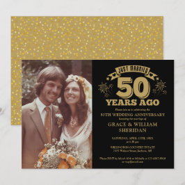Nur verheiratet 50 Jahre Foto Gold und Black Einladung