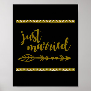 Nur verheiratet Arrow Tribal Bride Groom Honeymoon Poster