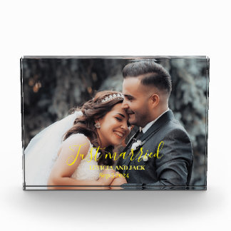 Nur verheiratet Celebrate Liebe mit personalisiert Fotoblock