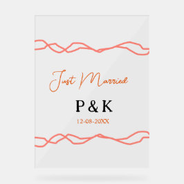 Nur verheiratet fügen Sie ein Paar Namen Datum rot Acrylschild