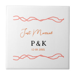 Nur verheiratet fügen Sie ein Paar Namen Datum rot Fliese