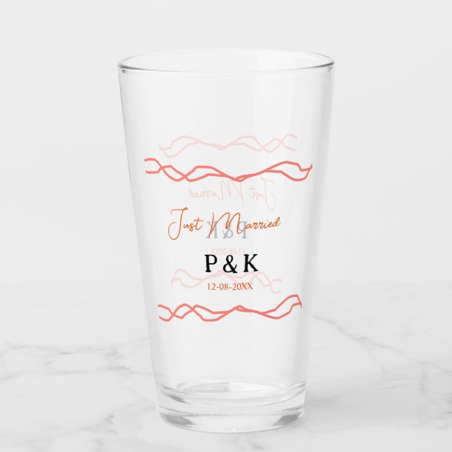 Nur verheiratet fügen Sie ein Paar Namen Datum rot Glas (Vorderseite)