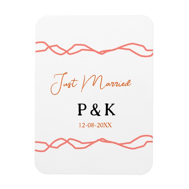 Nur verheiratet fügen Sie ein Paar Namen Datum rot Magnet (Vertikal)