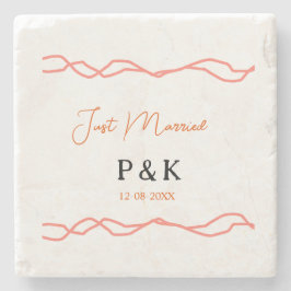 Nur verheiratet fügen Sie ein Paar Namen Datum rot Steinuntersetzer