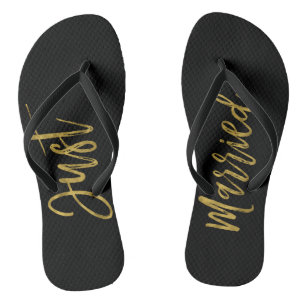 Nur verheiratet Gold Foil Brille Flip Flops