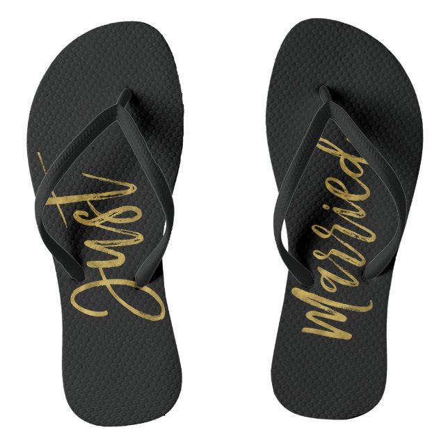 Nur verheiratet Gold Foil Brille Flip Flops (Fußbett)