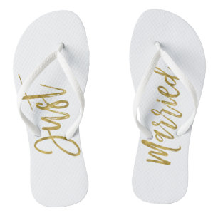 Nur verheiratet Gold Foil Brille Flip Flops
