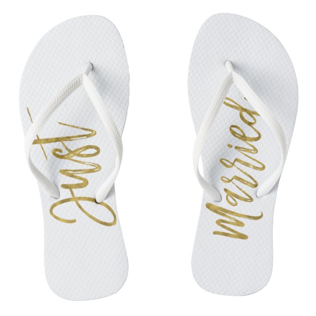 Nur verheiratet Gold Foil Brille Flip Flops (Fußbett)