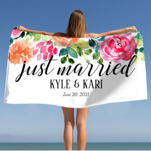 Nur verheiratet Personalisierten Hochzeitsflitz Strandtuch