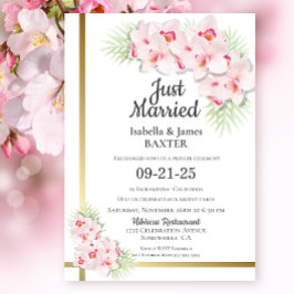 Nur verheiratet rosa Orchid Floral Hochzeitsempfan Einladung
