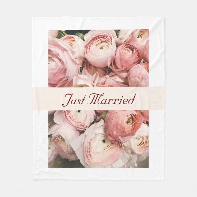 Nur verheiratet, Rosa Rosen, Liebe ist in der Air  Fleecedecke (Vorderseite)