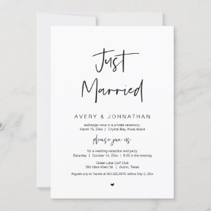Nur verheiratet, schwarz, Hochzeitsfeier Party Einladung