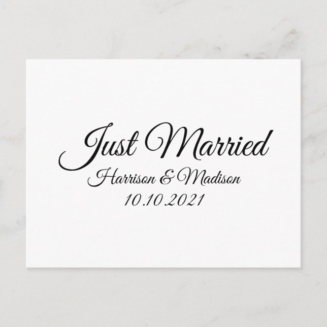 Nur verheiratet, Schwarz-weißer Text anpassen Postkarte (Vorderseite)