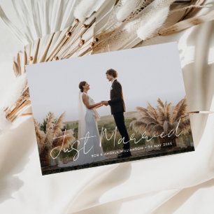 Nur verheiratet Thin Script Hochzeitsankündigung Dankeskarte