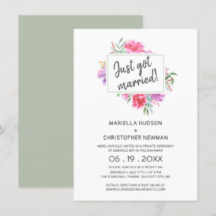 Nur verheiratet Wassercolor Bouquet Empfang Einladung