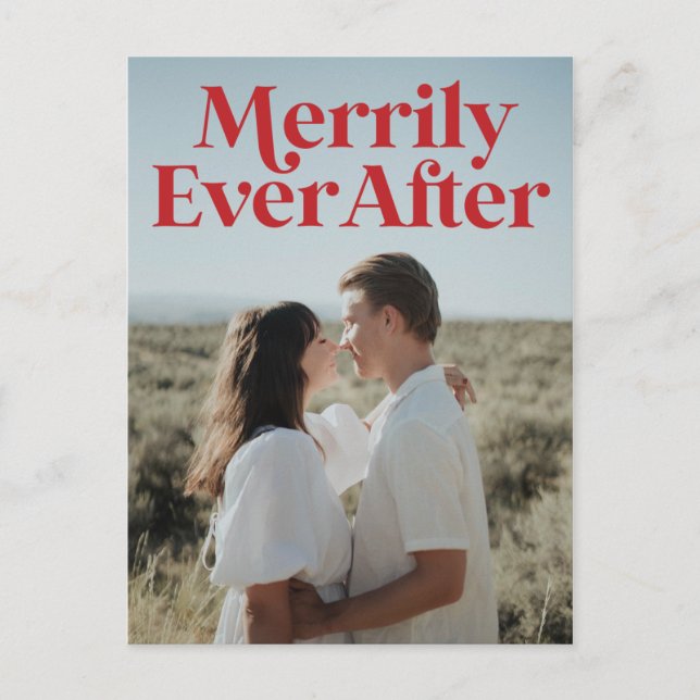 Nur verheiratet Weihnachten Urlaub Rot Moderne Postkarte (Vorderseite)