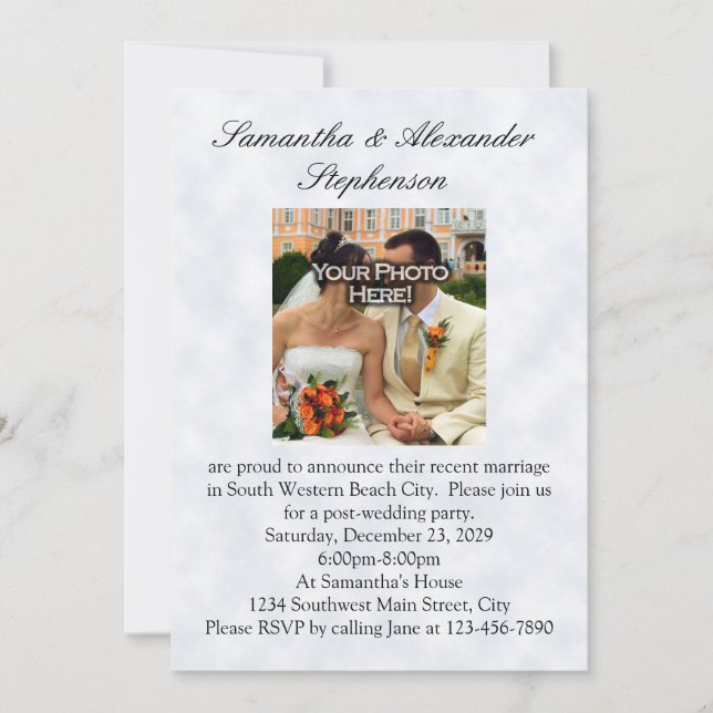 Nur verheiratet, zwei Gold Bands/Wolken Einladung (Vorderseite)