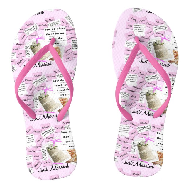 Nur verheiratete Flip Flops aus Rosa und Weiß (Fußbett)