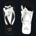 Nur verheiratete Hochzeit Braun & Groom Flip Flops<br><div class="desc">Nur verheiratete Braut und Hochzeit Flip Flops</div>