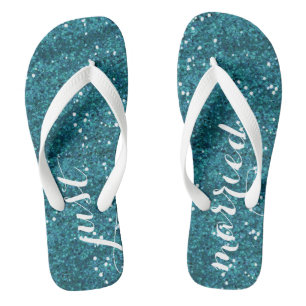 Nur verheiratete Hochzeitskippen (Türkis) Flip Flops