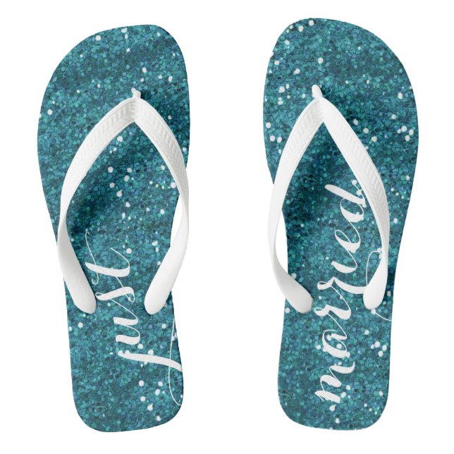 Nur verheiratete Hochzeitskippen (Türkis) Flip Flops (Fußbett)