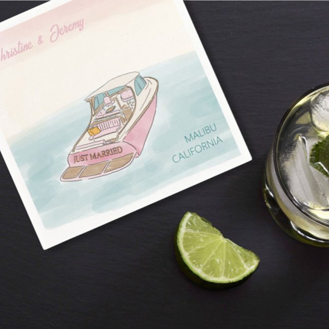 Nur verheiratetes Boot für Hochzeit Serviette (Von Creator hochgeladen)