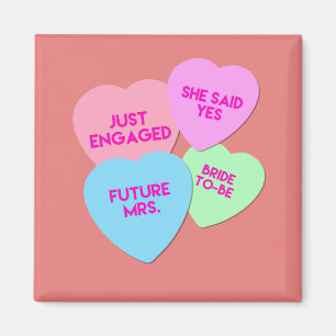 Nur Verlobt Candy Hearts Magnet