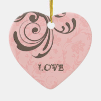 Nur Verlobte erste Weihnachten Rosa Herz Swirl Keramikornament