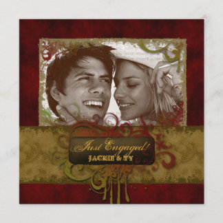 Nur Verlobte Hochzeitsankündigung Red Green Grunge Ankündigung