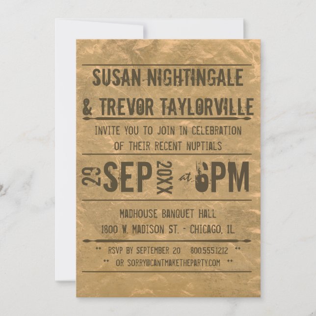 Nur Vintager Grunge Playbill Empfang Einladung (Vorderseite)