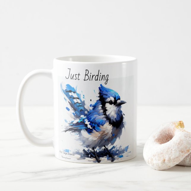 Nur Vogelbeobachtung Blue Jay Kaffeetasse (Mit Donut)