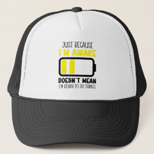 Nur weil ich wach bin Lustige Müde Vintage Retro Truckerkappe