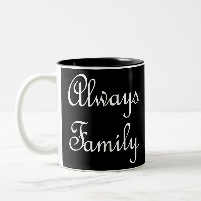 Nur weißer Familientext Zweifarbige Tasse (Links)