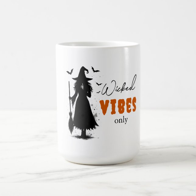 "Nur Wicked Vibes" - Halloween Black Hexe - Kaffeetasse (Mittel)
