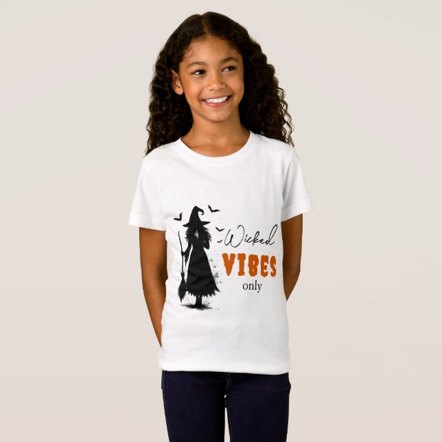 "Nur Wicked Vibes" - Halloween Black Hexe - T-Shirt (Vorne ganz)